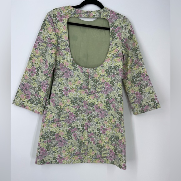 NWT & Other Stories Open Back Jacquard Mini Dress SIZE 36 mint green floral - Picture 7 of 9